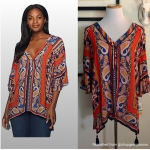 Democracy Boho Tunic Top with Tassels